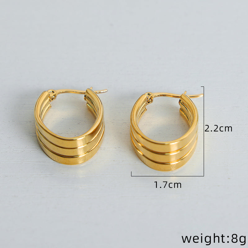 1 Pair Simple Style Geometric Plating Titanium Steel 18k Gold Plated Ear Studs