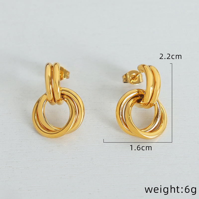 1 Pair Simple Style Geometric Plating Titanium Steel 18k Gold Plated Ear Studs