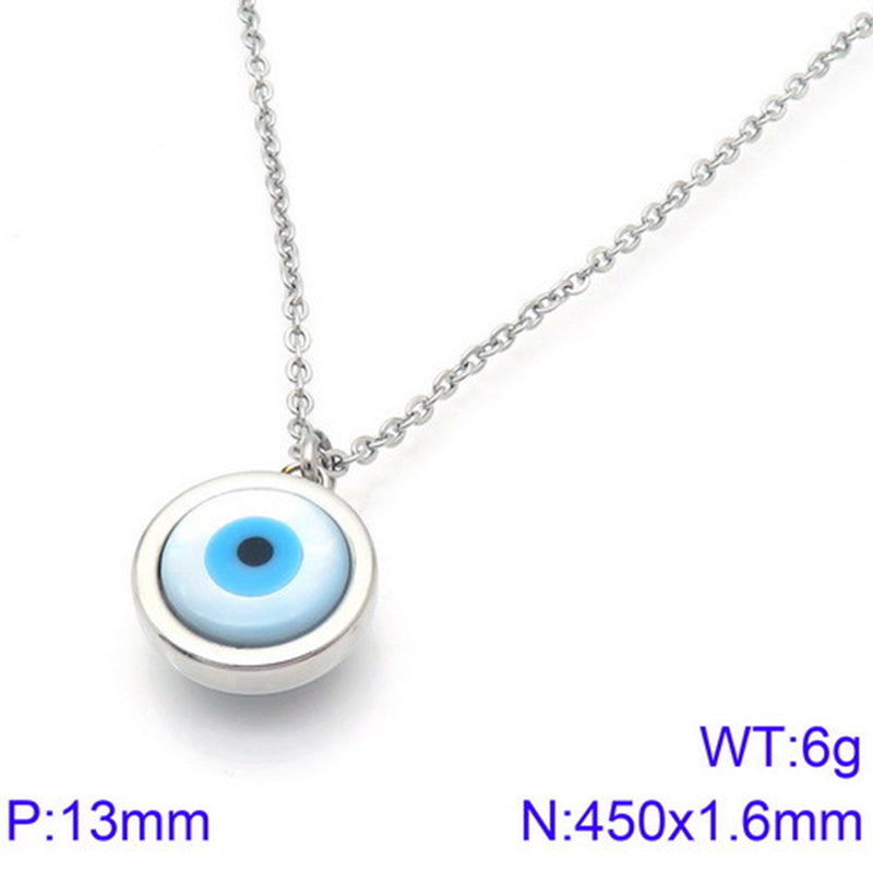 Classic Style Devil's Eye Titanium Steel Plating Inlay Shell 18k Gold Plated Pendant Necklace