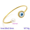 Elegant Simple Style Devil's Eye Heart Shape Stainless Steel Plating Inlay Artificial Pearls Bangle