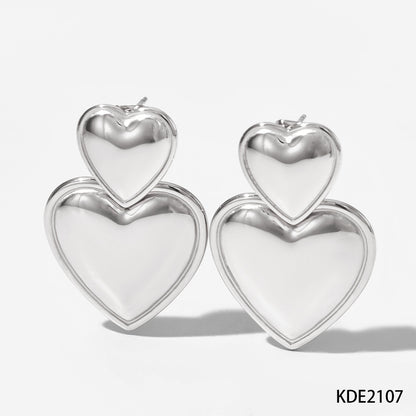 1 Pair Simple Style Heart Shape Polishing Plating Stainless Steel Drop Earrings