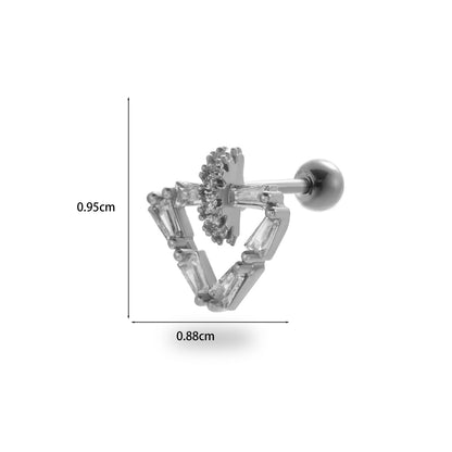 1 Piece Simple Style Classic Style Pentagram Heart Shape Flower Plating Inlay Stainless Steel Zircon 18k Gold Plated Ear Studs