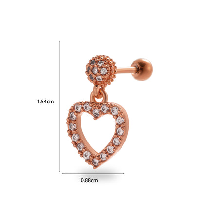 1 Piece Simple Style Classic Style Pentagram Heart Shape Flower Plating Inlay Stainless Steel Zircon 18k Gold Plated Ear Studs