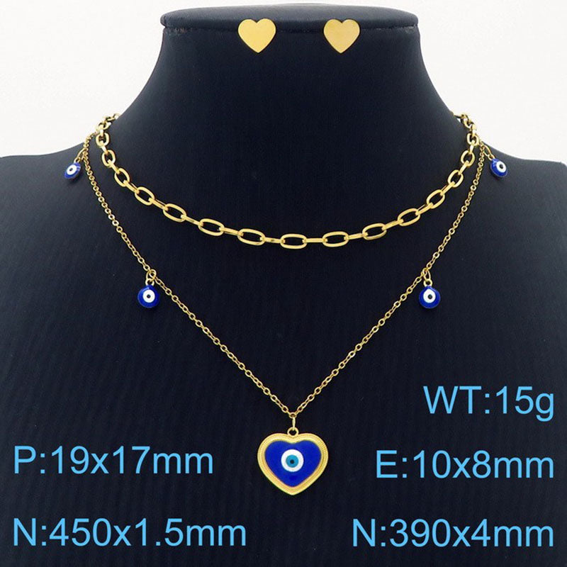 Streetwear Heart Shape Stainless Steel Titanium Steel Enamel Plating Layered Necklaces