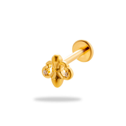 1 Piece Simple Style Flower Plating Inlay Titanium Alloy Zircon 18k Gold Plated Lip Stud Ear Studs