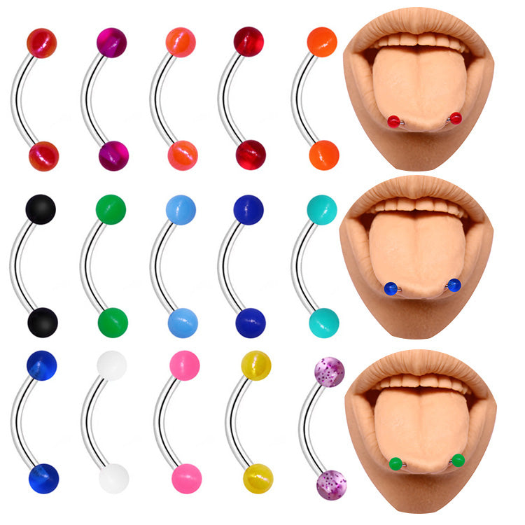 Casual Cute Punk Ball Stainless Steel Arylic White Gold Plated Acrylic Beads Tongue Nail In Bulk