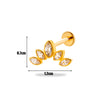 1 Piece Simple Style Korean Style Geometric Flower Plating Inlay Titanium Alloy Zircon 18k Gold Plated Lip Stud Ear Studs