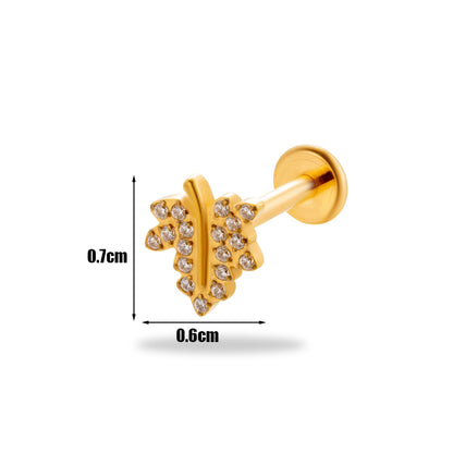 1 Piece Simple Style Korean Style Geometric Flower Plating Inlay Titanium Alloy Zircon 18k Gold Plated Lip Stud Ear Studs