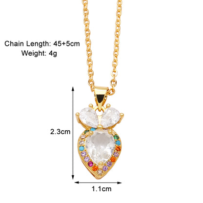 Simple Style Cherry Pineapple Copper Plating Inlay Zircon 18k Gold Plated Necklace