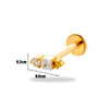 1 Piece Simple Style Korean Style Flower Plating Inlay Titanium Alloy Zircon 18k Gold Plated Lip Stud Ear Studs