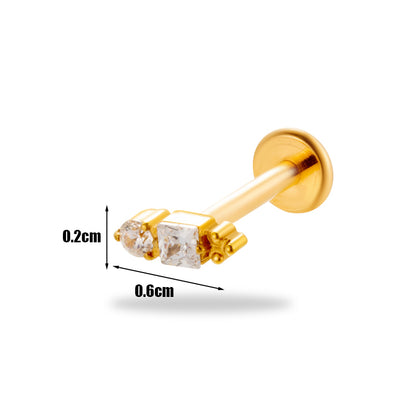 1 Piece Simple Style Korean Style Flower Plating Inlay Titanium Alloy Zircon 18k Gold Plated Lip Stud Ear Studs