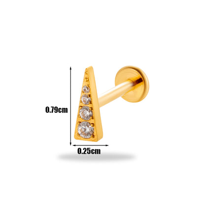 1 Piece Simple Style Korean Style Flower Plating Inlay Titanium Alloy Zircon 18k Gold Plated Lip Stud Ear Studs