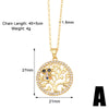 Simple Style Life Tree Copper Plating Inlay Zircon 18k Gold Plated Necklace