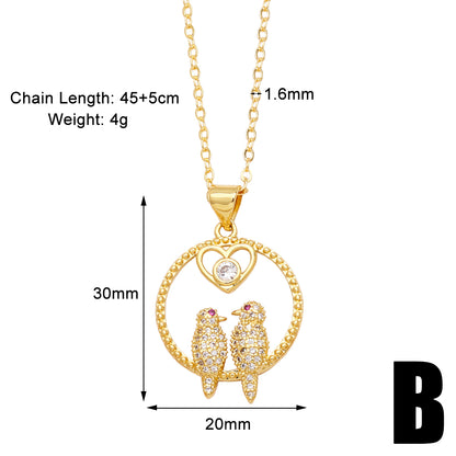 Simple Style Life Tree Copper Plating Inlay Zircon 18k Gold Plated Necklace