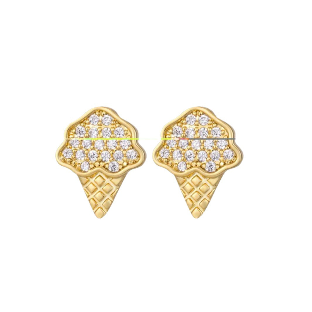 1 Pair Ig Style Simple Style Ice Cream Plating Inlay Copper Zircon Ear Studs