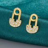 1 Pair Simple Style Paper Clip Inlay Copper Zircon Ear Studs