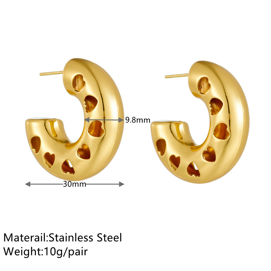 1 Pair Simple Style Solid Color Plating Stainless Steel 18k Gold Plated Hoop Earrings