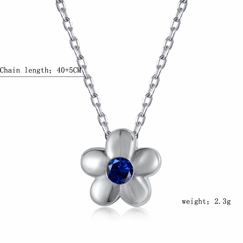 Sterling Silver Simple Style Classic Style Flower Inlay Zircon Necklace