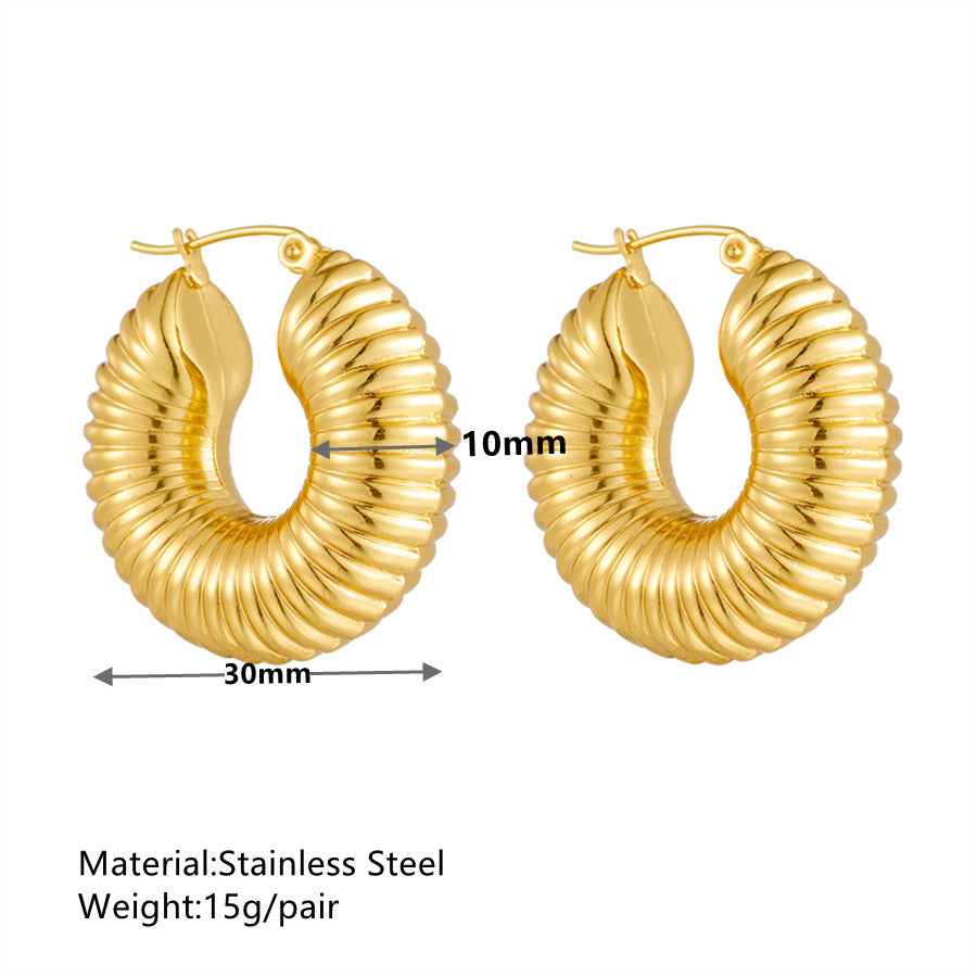 1 Pair Simple Style Solid Color Plating Stainless Steel 18k Gold Plated Hoop Earrings