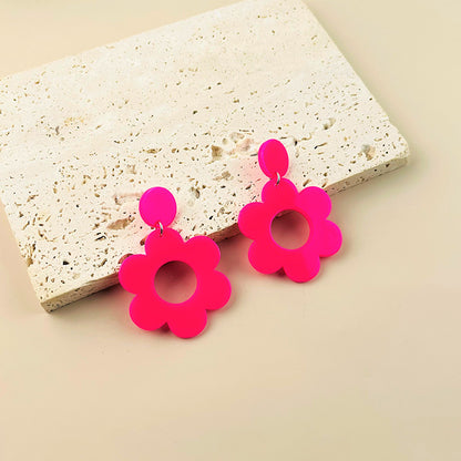 1 Pair Cartoon Style Flower Hollow Out Arylic Drop Earrings