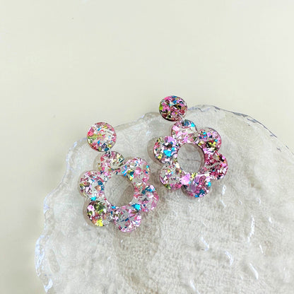 1 Pair Cartoon Style Flower Hollow Out Arylic Drop Earrings