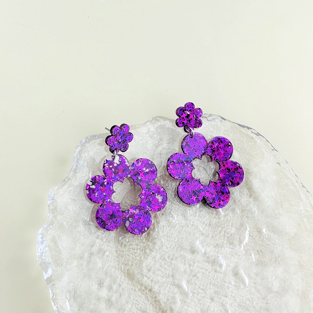 1 Pair Cartoon Style Flower Hollow Out Arylic Drop Earrings