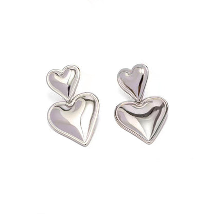 1 Pair Sweet Heart Shape Plating Stainless Steel Drop Earrings