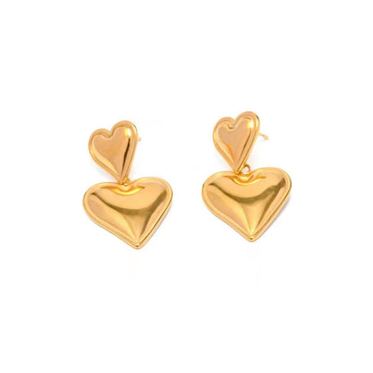 1 Pair Sweet Heart Shape Plating Stainless Steel Drop Earrings