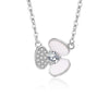 Simple Style Shamrock Sterling Silver Polishing Plating Inlay Shell Zircon Necklace