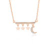 Simple Style Star Moon Sterling Silver Polishing Plating Inlay Zircon Pendant Necklace