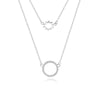 Simple Style Round Sterling Silver Plating Inlay Zircon Double Layer Necklaces