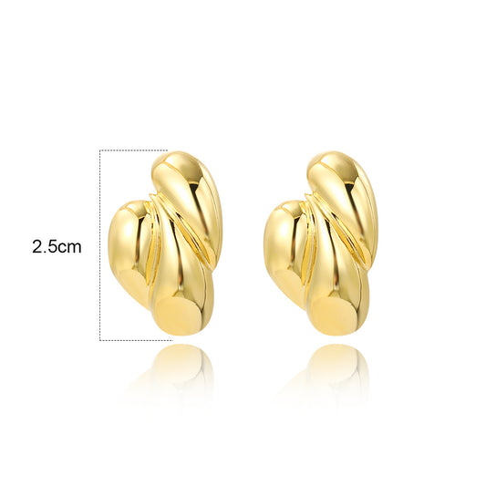 1 Pair Simple Style Solid Color Asymmetrical Plating Copper Gold Plated Ear Studs