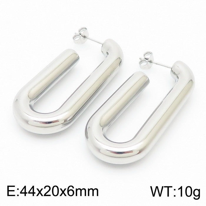 1 Pair Streetwear U Shape Plating Titanium Steel Hoop Earrings Drop Earrings