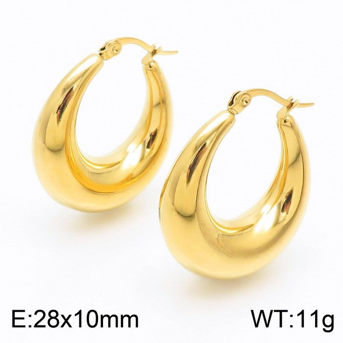 1 Pair Streetwear U Shape Plating Titanium Steel Hoop Earrings Drop Earrings