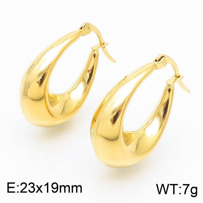 1 Pair Streetwear U Shape Plating Titanium Steel Hoop Earrings Drop Earrings