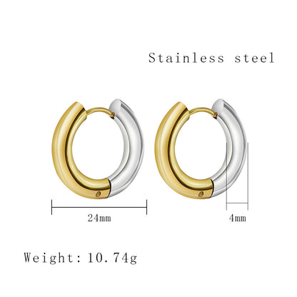 1 Pair Simple Style Classic Style Color Block Plating Titanium Steel Gold Plated Earrings