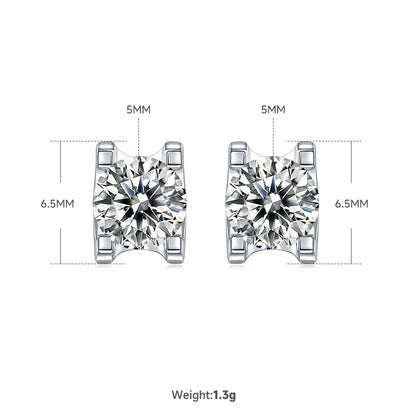 Simple Style Shiny Square Sterling Silver Gra Plating Inlay Moissanite Earrings Necklace