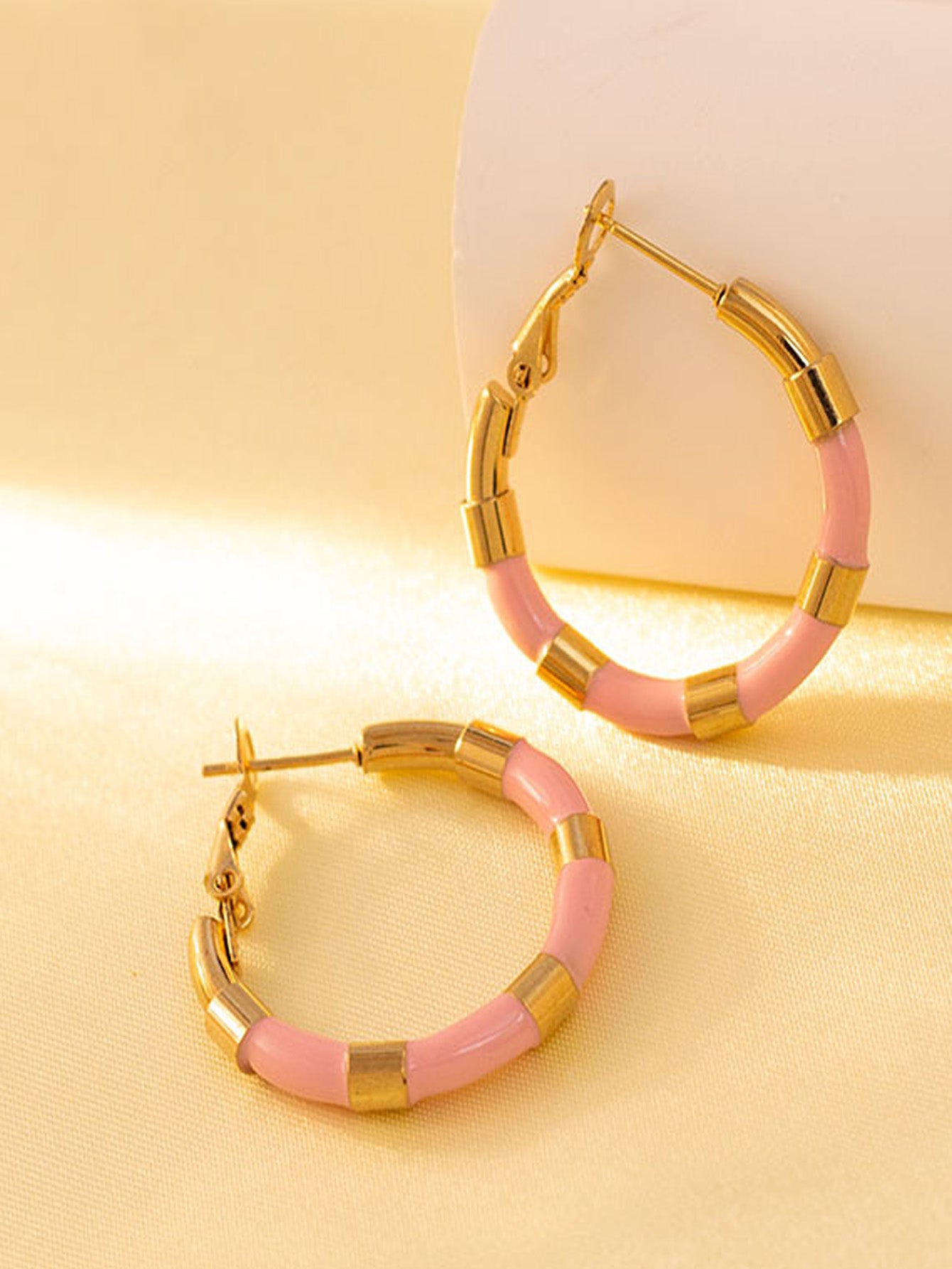 1 Piece Classical Romantic Color Block Enamel Stainless Steel 18k Gold Plated Earrings