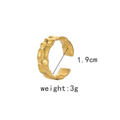 Simple Style Pentagon Leaves Stainless Steel Asymmetrical 18k Gold Plated Open Rings