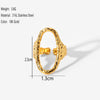 Simple Style Pentagon Leaves Stainless Steel Asymmetrical 18k Gold Plated Open Rings