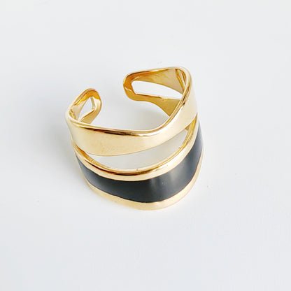 Casual Simple Style Geometric Stainless Steel Titanium Steel Enamel Plating 14k Gold Plated Open Rings