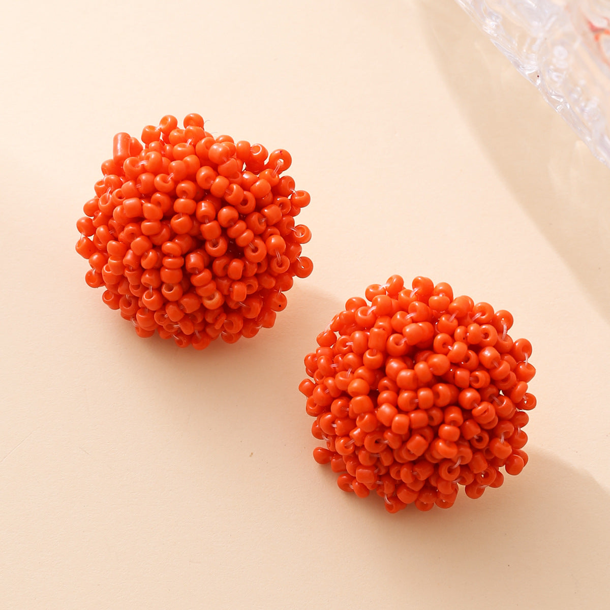 1 Pair Sweet Solid Color Beaded Seed Bead Ear Studs