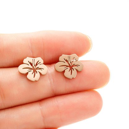 1 Pair Simple Style Flower Plating Stainless Steel 18k Gold Plated Ear Studs