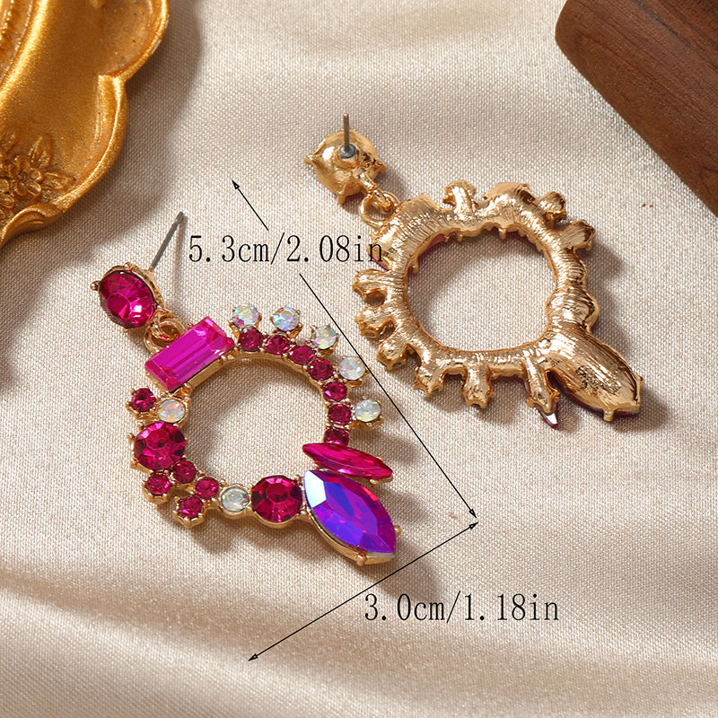 1 Pair Glam Luxurious Geometric Plating Inlay Alloy Rhinestones Gold Plated Drop Earrings