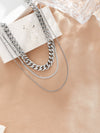 Hip-hop Geometric Stainless Steel Plating Three Layer Necklace