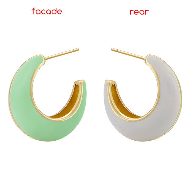 1 Pair Elegant Simple Style C Shape Enamel Plating Copper 18k Gold Plated Ear Studs