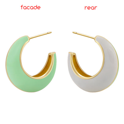 1 Pair Elegant Simple Style C Shape Enamel Plating Copper 18k Gold Plated Ear Studs