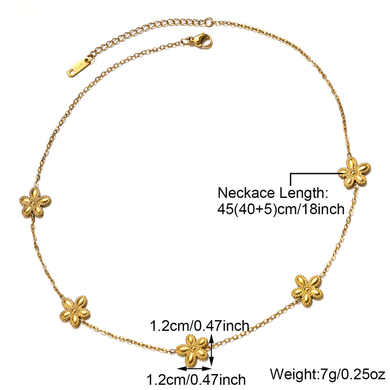 Ig Style Simple Style Heart Shape Flower Stainless Steel Plating Inlay Zircon 18k Gold Plated Necklace