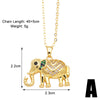 Cute Simple Style Elephant Copper Plating Inlay Zircon 18k Gold Plated Pendant Necklace