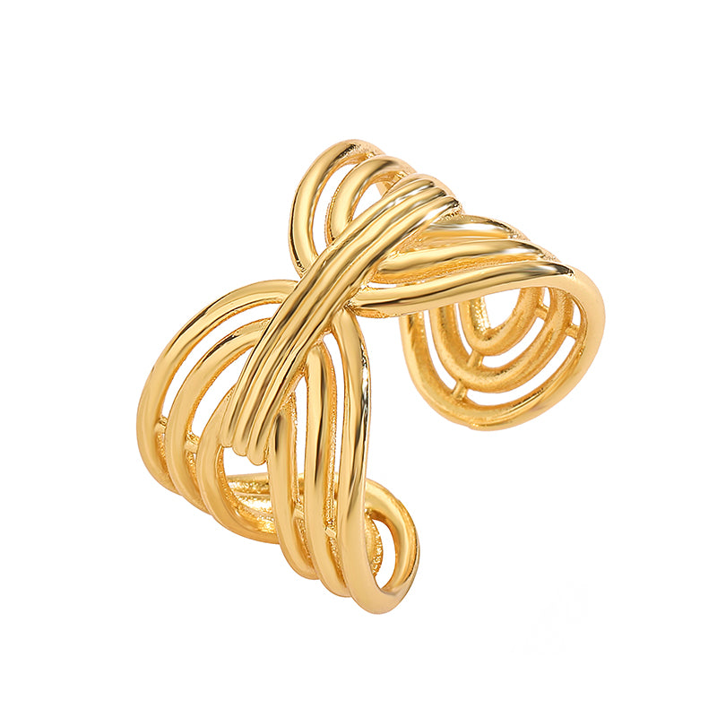 Ig Style Classic Style Geometric Copper Plating 18k Gold Plated Open Rings